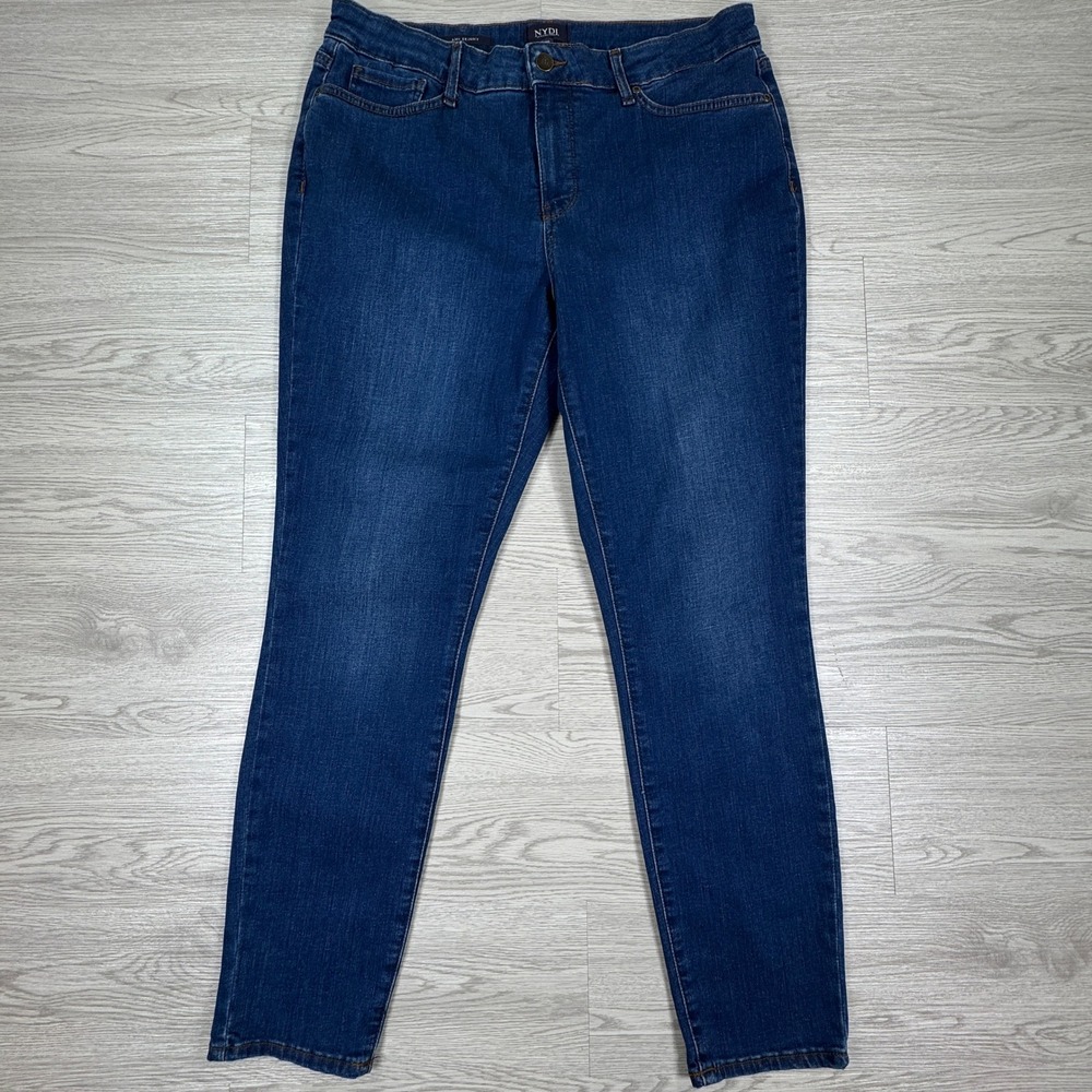 NYDJ Women's Ami Skinny Jeans Dark Wash Blue Size 10 Lift Tuck Technology